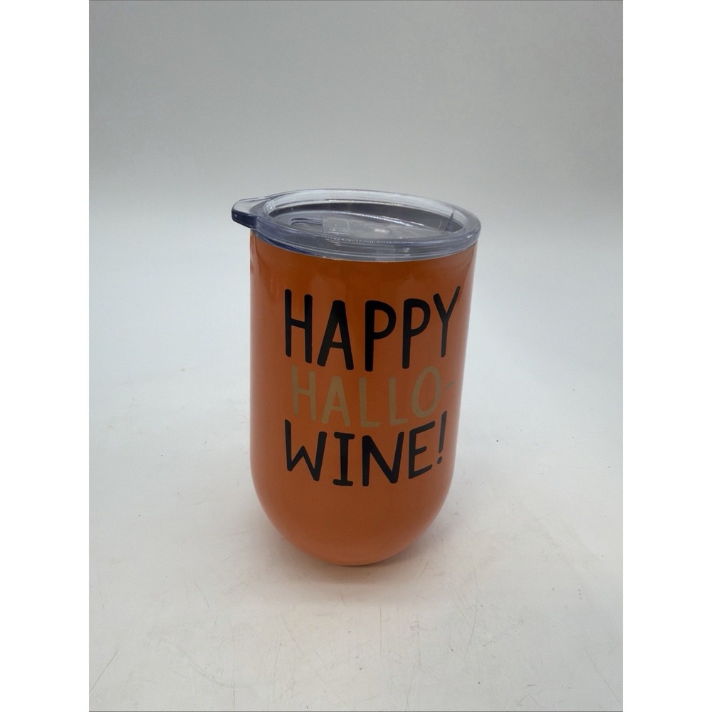 Orange Cantini  16oz Happy Hallo-Wine Stemless Stainless Steel Wine Glass